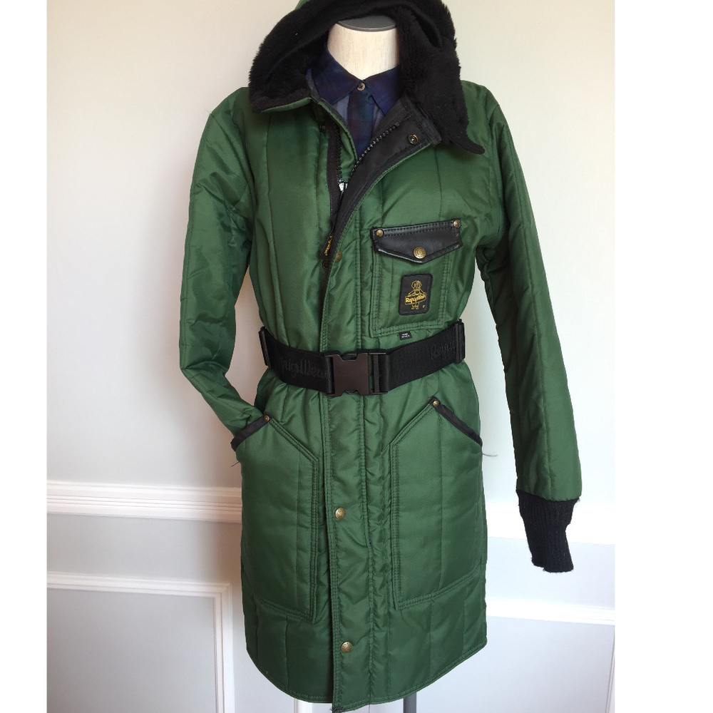 RefrigiWear Green Puffy Puffer Hooded Coat xs smal